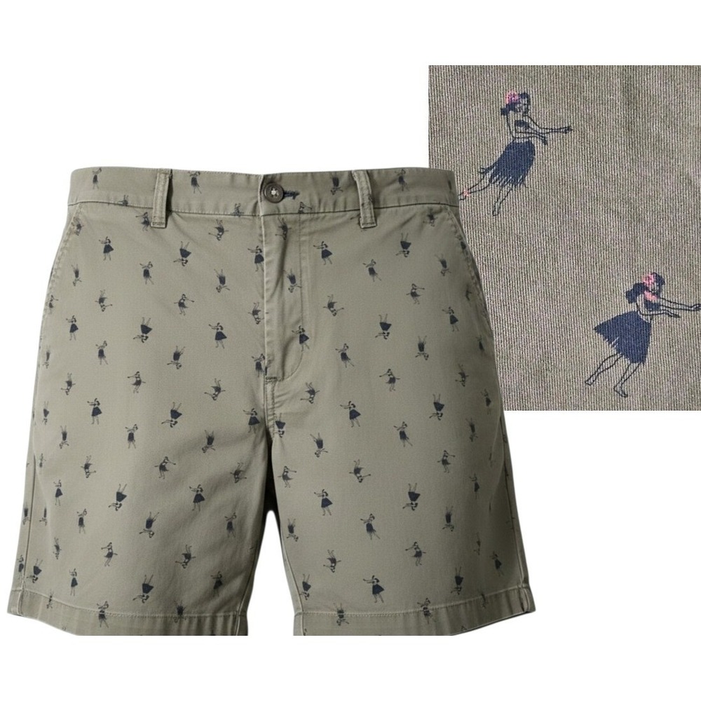 Tommy Hilfiger Olive Bermuda 7"  Inseam Shorts  42 Hula Girl Stretch Bahama